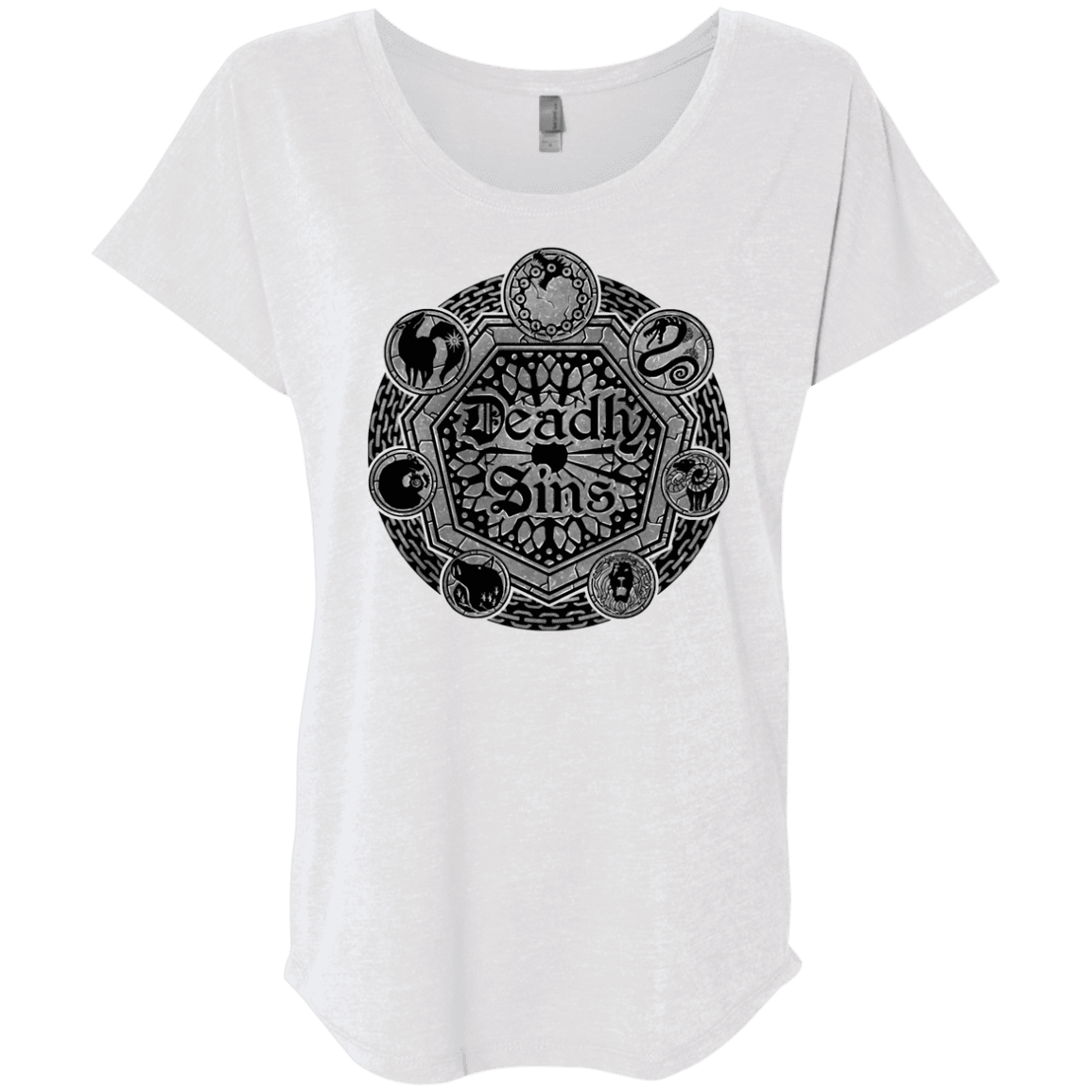 T-Shirts Heather White / X-Small Sins Shield Triblend Dolman Sleeve