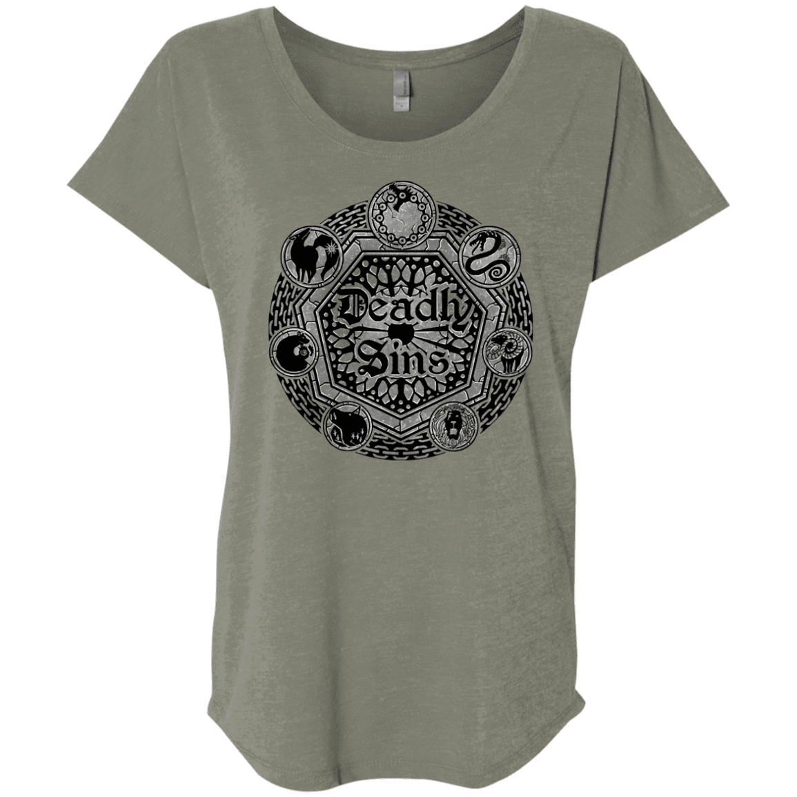 T-Shirts Venetian Grey / X-Small Sins Shield Triblend Dolman Sleeve