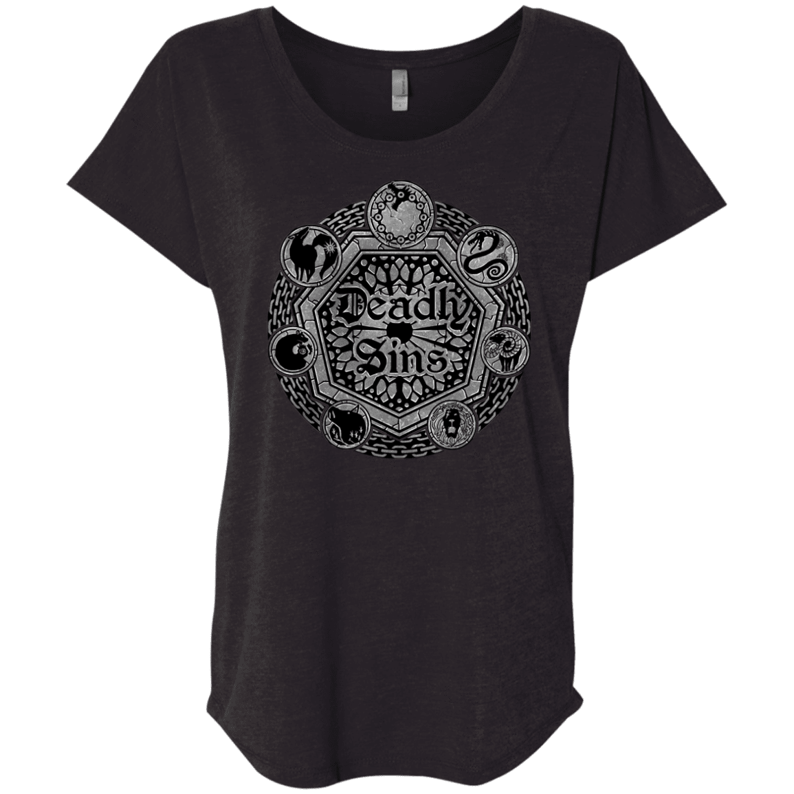 T-Shirts Vintage Black / X-Small Sins Shield Triblend Dolman Sleeve