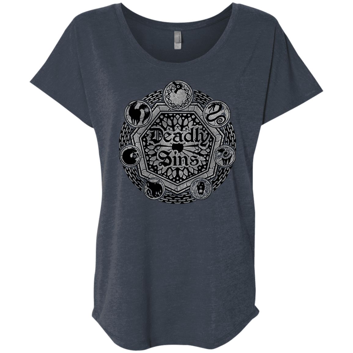 T-Shirts Vintage Navy / X-Small Sins Shield Triblend Dolman Sleeve