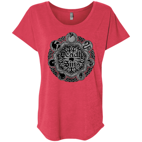 T-Shirts Vintage Red / X-Small Sins Shield Triblend Dolman Sleeve