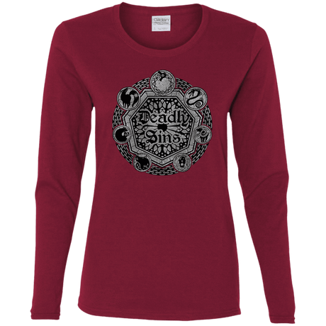 T-Shirts Cardinal / S Sins Shield Women's Long Sleeve T-Shirt