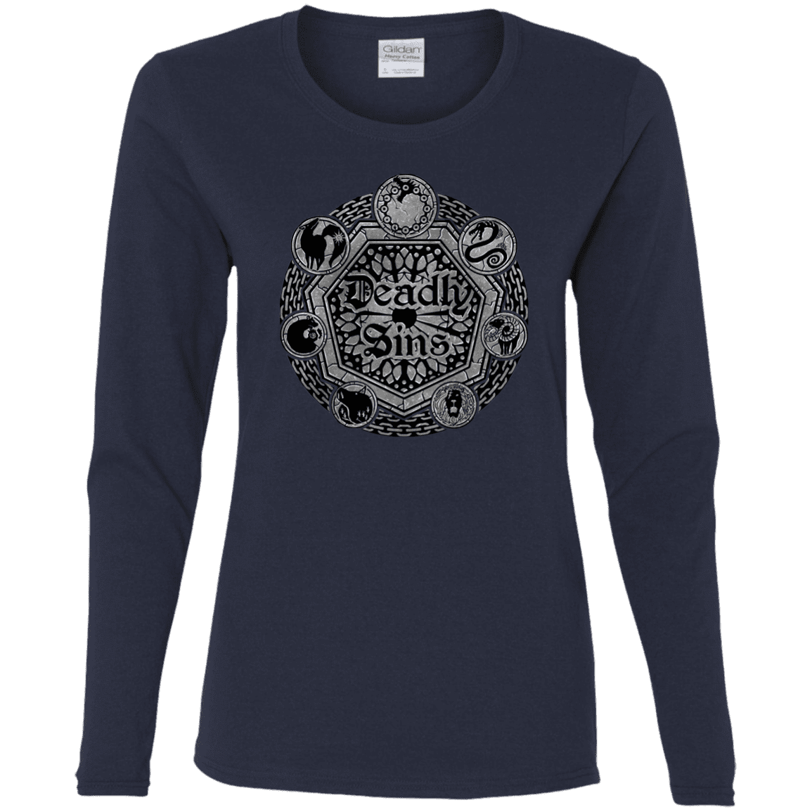 T-Shirts Navy / S Sins Shield Women's Long Sleeve T-Shirt