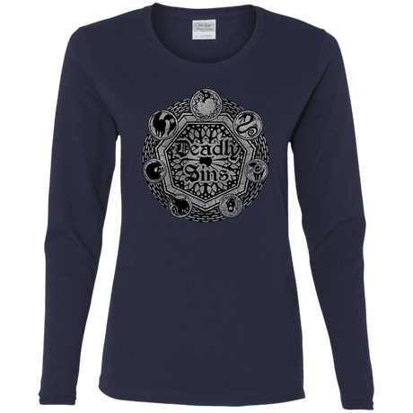 T-Shirts Navy / S Sins Shield Women's Long Sleeve T-Shirt