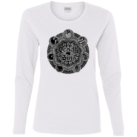 T-Shirts White / S Sins Shield Women's Long Sleeve T-Shirt