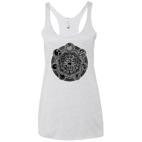 T-Shirts Heather White / X-Small Sins Shield Women's Triblend Racerback Tank