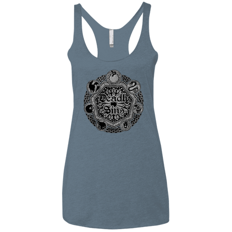 T-Shirts Indigo / X-Small Sins Shield Women's Triblend Racerback Tank