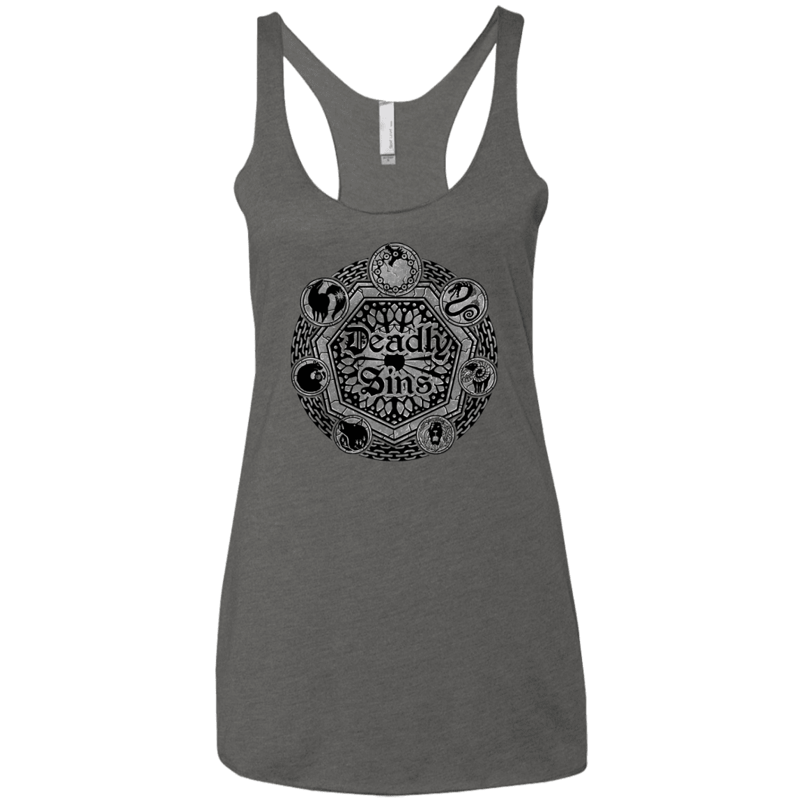 T-Shirts Premium Heather / X-Small Sins Shield Women's Triblend Racerback Tank