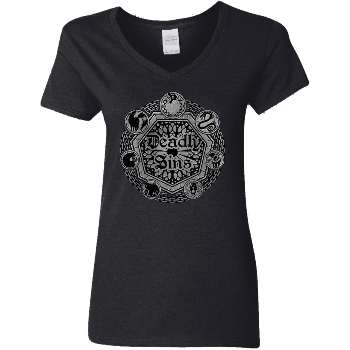 T-Shirts Black / S Sins Shield Women's V-Neck T-Shirt