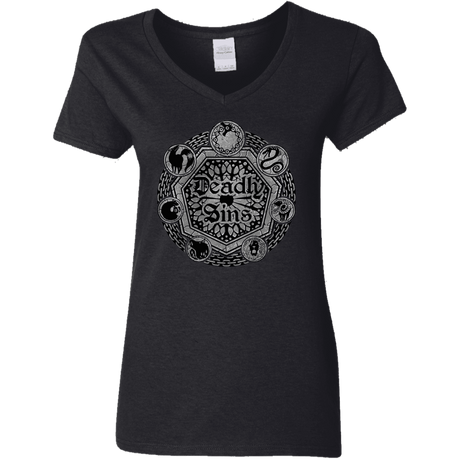 T-Shirts Black / S Sins Shield Women's V-Neck T-Shirt