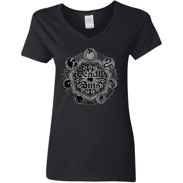 T-Shirts Black / S Sins Shield Women's V-Neck T-Shirt