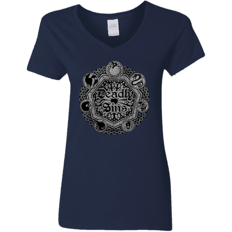 T-Shirts Navy / S Sins Shield Women's V-Neck T-Shirt