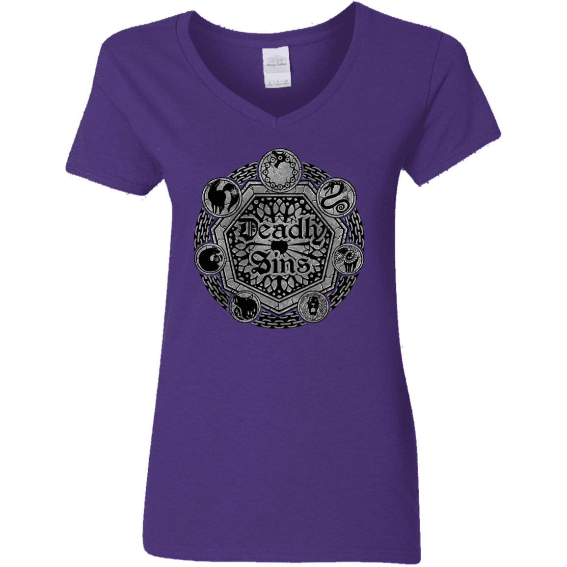 T-Shirts Purple / S Sins Shield Women's V-Neck T-Shirt