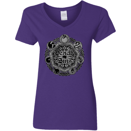 T-Shirts Purple / S Sins Shield Women's V-Neck T-Shirt