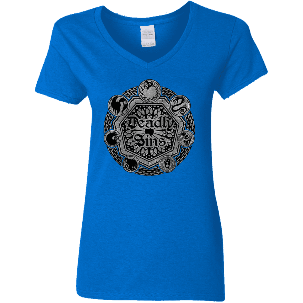 T-Shirts Royal / S Sins Shield Women's V-Neck T-Shirt