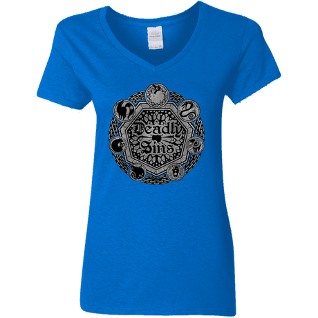 T-Shirts Royal / S Sins Shield Women's V-Neck T-Shirt