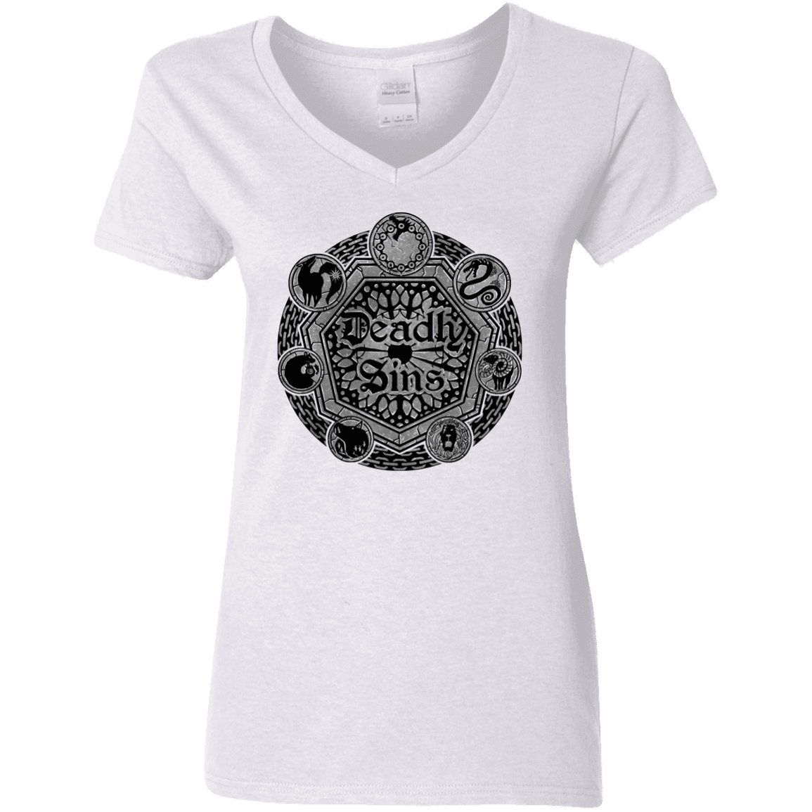 T-Shirts White / S Sins Shield Women's V-Neck T-Shirt