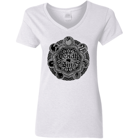 T-Shirts White / S Sins Shield Women's V-Neck T-Shirt