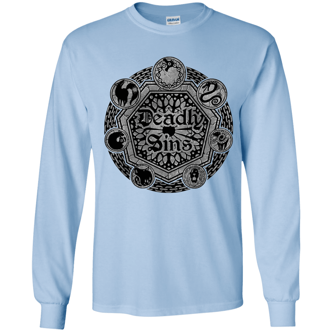 T-Shirts Light Blue / YS Sins Shield Youth Long Sleeve T-Shirt