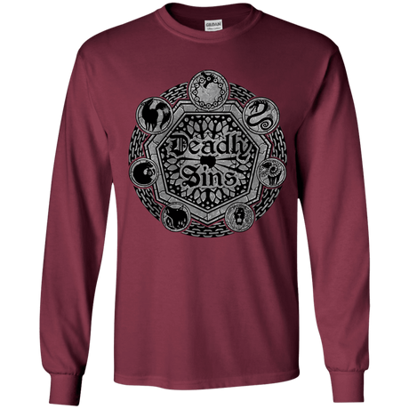 T-Shirts Maroon / YS Sins Shield Youth Long Sleeve T-Shirt