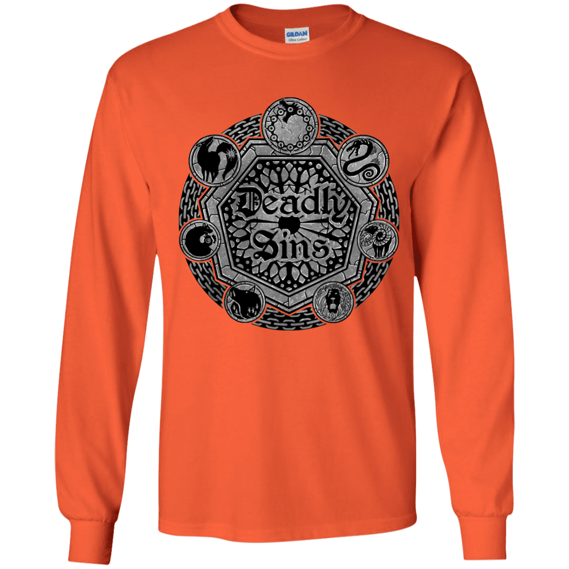 T-Shirts Orange / YS Sins Shield Youth Long Sleeve T-Shirt