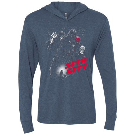 T-Shirts Indigo / X-Small Sith city Triblend Long Sleeve Hoodie Tee