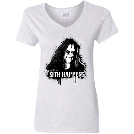 T-Shirts White / S Sith Happens Women's V-Neck T-Shirt