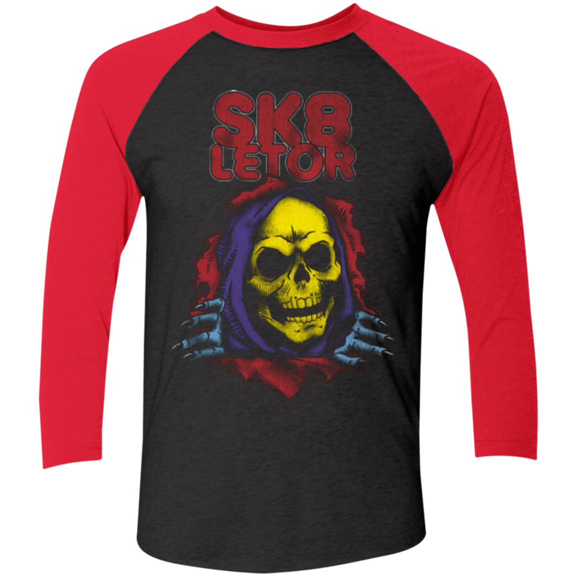 T-Shirts Vintage Black/Vintage Red / X-Small SK8LETOR Men's Triblend 3/4 Sleeve