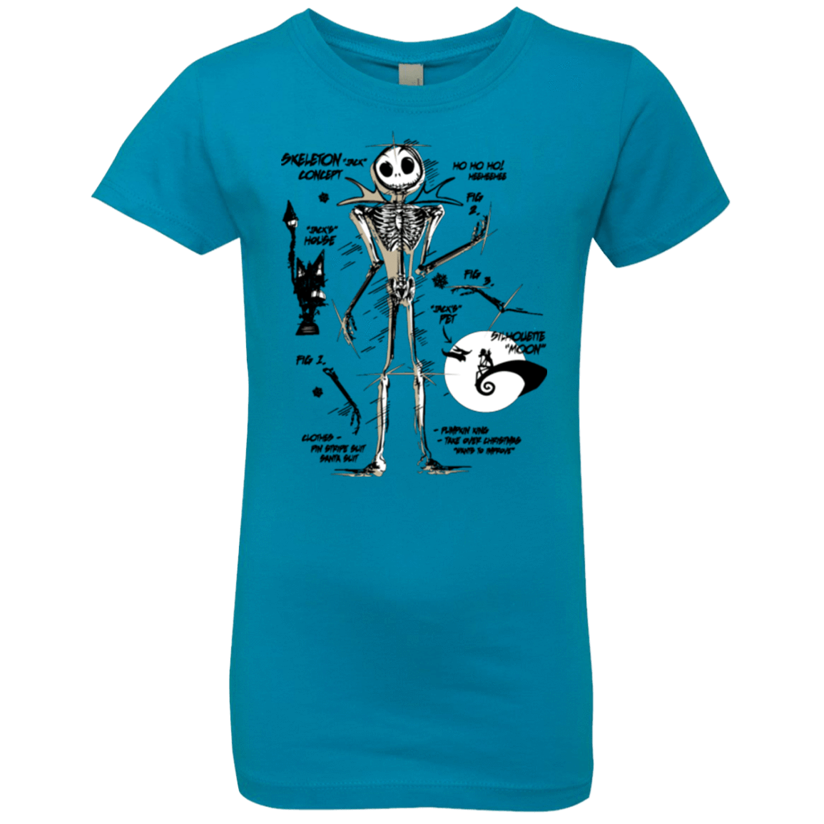 T-Shirts Turquoise / YXS Skeleton Concept Girls Premium T-Shirt