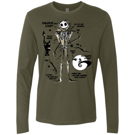 T-Shirts Military Green / Small Skeleton Concept Men's Premium Long Sleeve