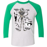 T-Shirts Heather White/Envy / X-Small Skeleton Concept Men's Triblend 3/4 Sleeve