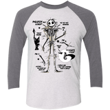T-Shirts Heather White/Premium Heather / X-Small Skeleton Concept Men's Triblend 3/4 Sleeve