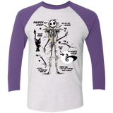 T-Shirts Heather White/Purple Rush / X-Small Skeleton Concept Men's Triblend 3/4 Sleeve