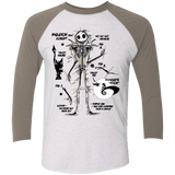 T-Shirts Heather White/Vintage Grey / X-Small Skeleton Concept Men's Triblend 3/4 Sleeve