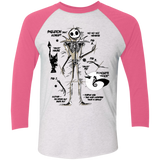 T-Shirts Heather White/Vintage Pink / X-Small Skeleton Concept Men's Triblend 3/4 Sleeve
