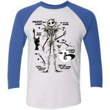 T-Shirts Heather White/Vintage Royal / X-Small Skeleton Concept Men's Triblend 3/4 Sleeve