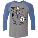 T-Shirts Premium Heather/ Vintage Royal / X-Small Skeleton Concept Men's Triblend 3/4 Sleeve