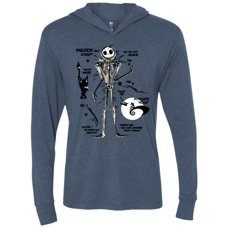 T-Shirts Indigo / X-Small Skeleton Concept Triblend Long Sleeve Hoodie Tee