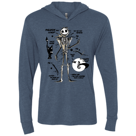 T-Shirts Indigo / X-Small Skeleton Concept Triblend Long Sleeve Hoodie Tee