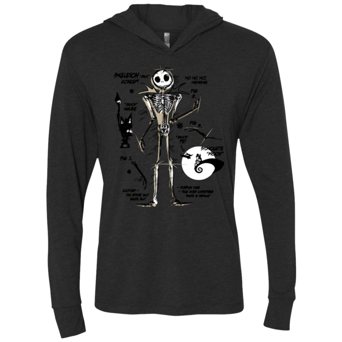 T-Shirts Vintage Black / X-Small Skeleton Concept Triblend Long Sleeve Hoodie Tee