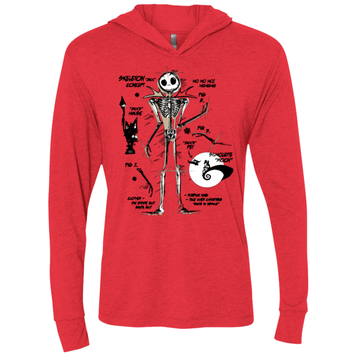 T-Shirts Vintage Red / X-Small Skeleton Concept Triblend Long Sleeve Hoodie Tee