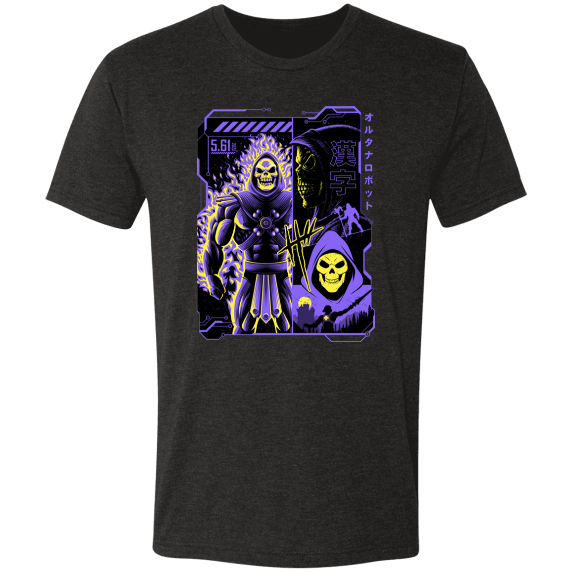 T-Shirts Vintage Black / S Skeleton Manga Men's Triblend T-Shirt