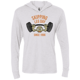 T-Shirts Heather White / X-Small Skipping Leg Day Triblend Long Sleeve Hoodie Tee