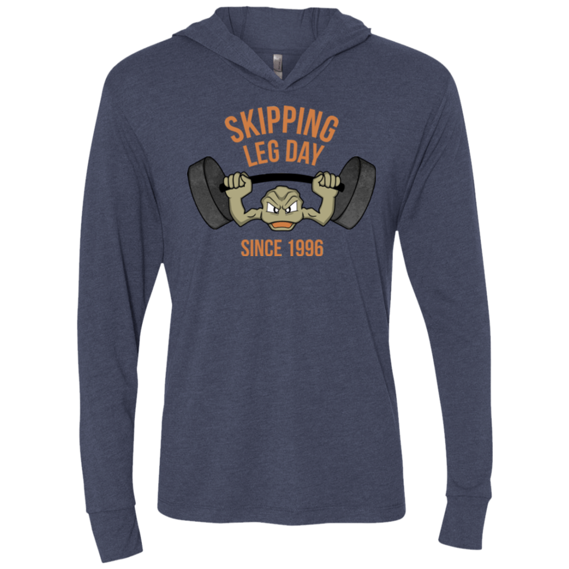 T-Shirts Vintage Navy / X-Small Skipping Leg Day Triblend Long Sleeve Hoodie Tee