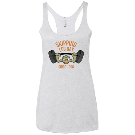 T-Shirts Heather White / X-Small Skipping Leg Day Women's Triblend Racerback Tank