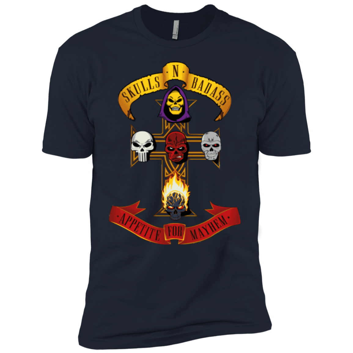 T-Shirts Midnight Navy / YXS Skull And Badass Boys Premium T-Shirt