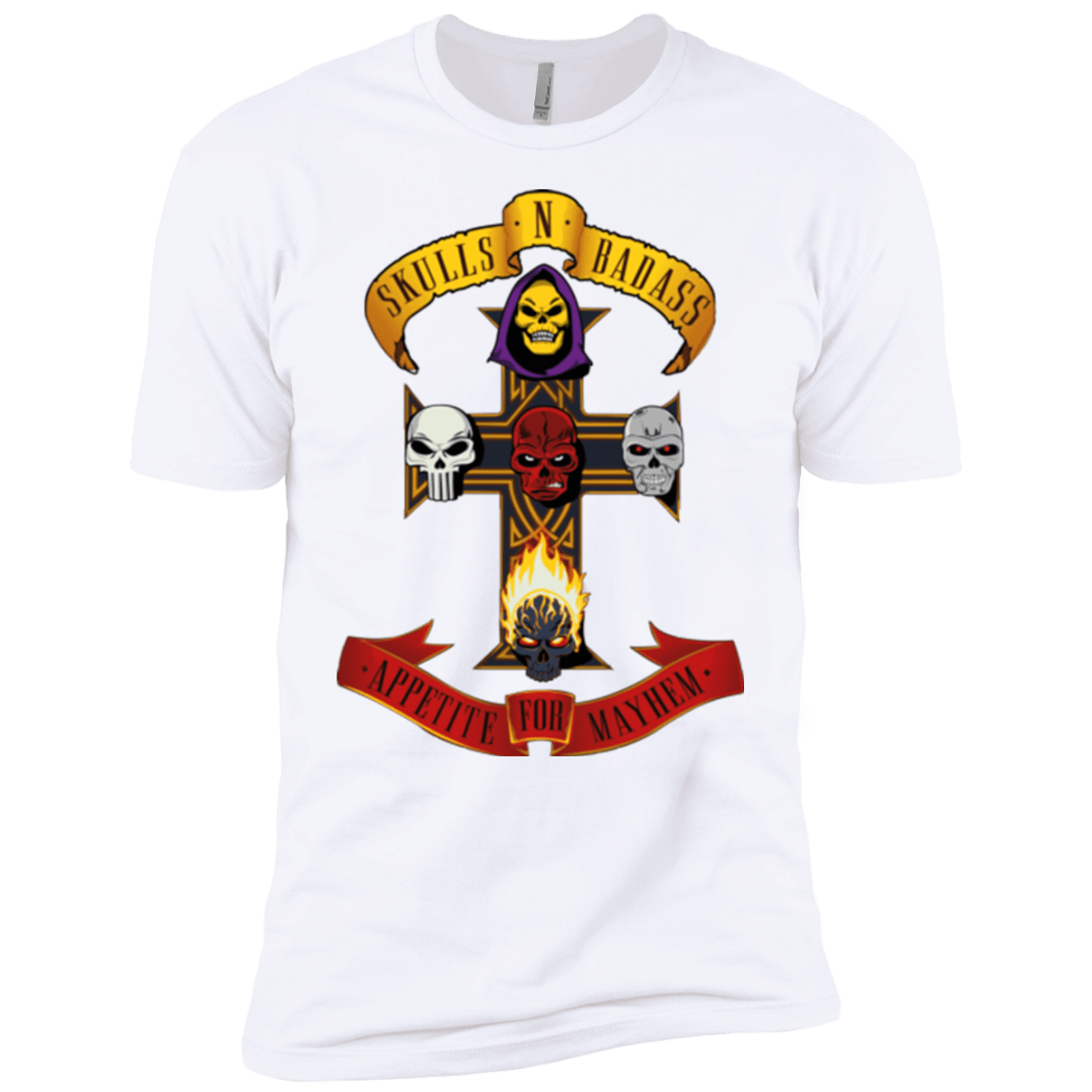 T-Shirts White / YXS Skull And Badass Boys Premium T-Shirt