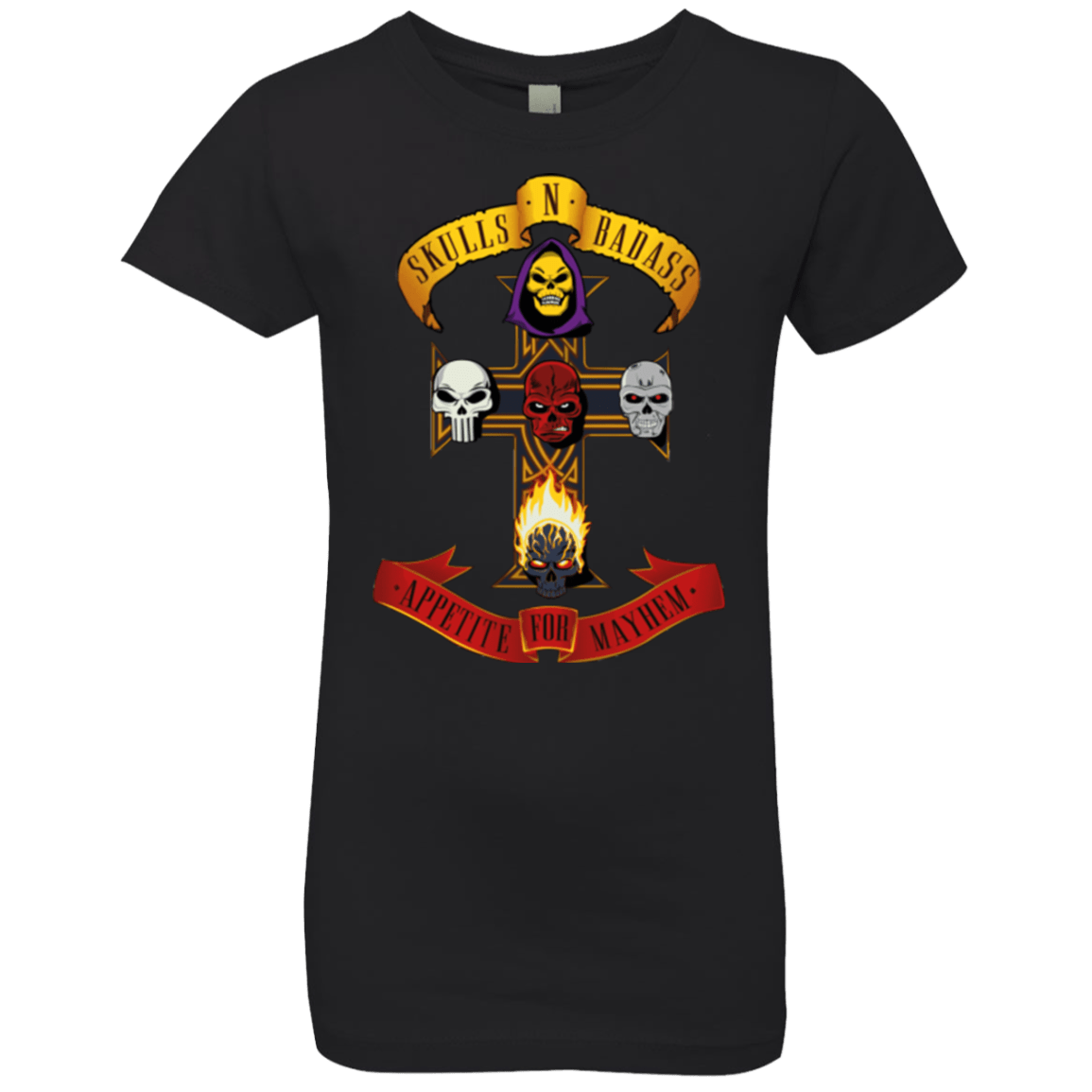 T-Shirts Black / YXS Skull And Badass Girls Premium T-Shirt