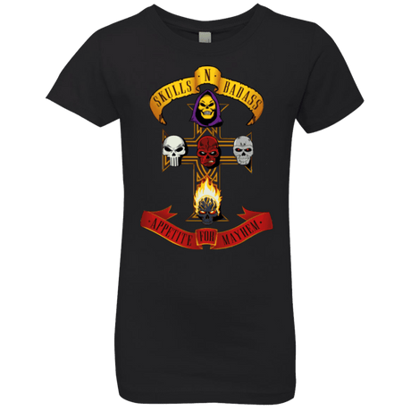 T-Shirts Black / YXS Skull And Badass Girls Premium T-Shirt