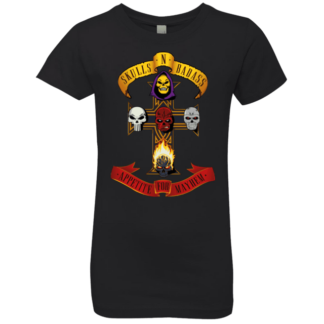 T-Shirts Black / YXS Skull And Badass Girls Premium T-Shirt
